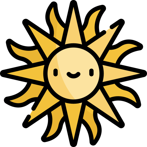 sol Kawaii Lineal color icono