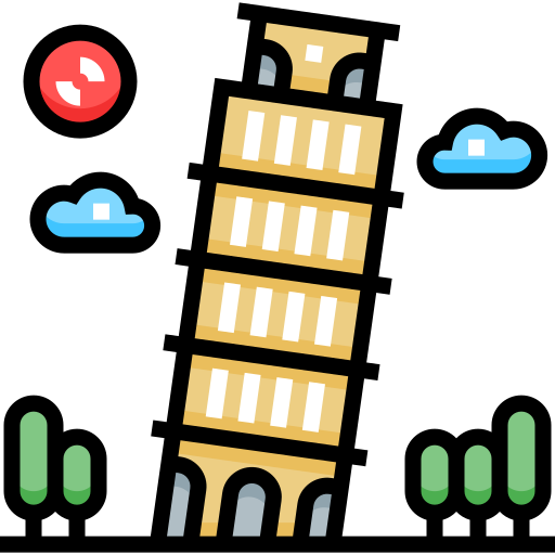 Pisa Detailed Straight Lineal color icon