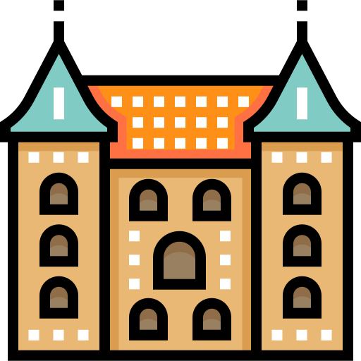 castillo de egeskov Detailed Straight Lineal color icono