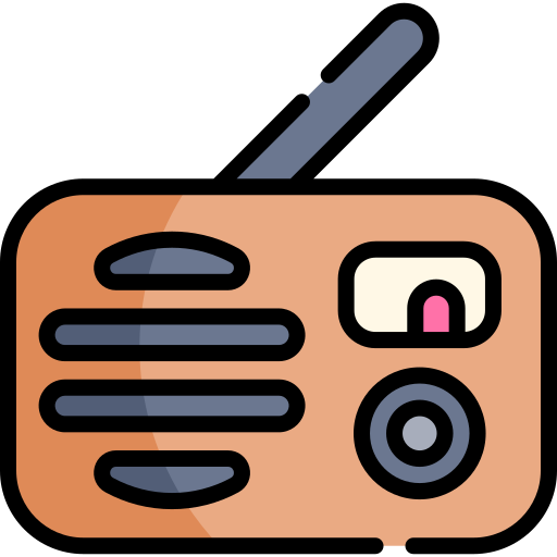 Винтажное радио Kawaii Lineal color иконка