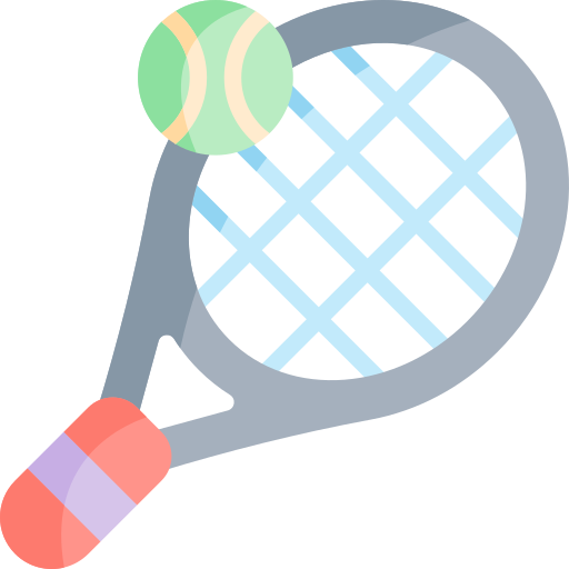 raquette de tennis Kawaii Flat Icône