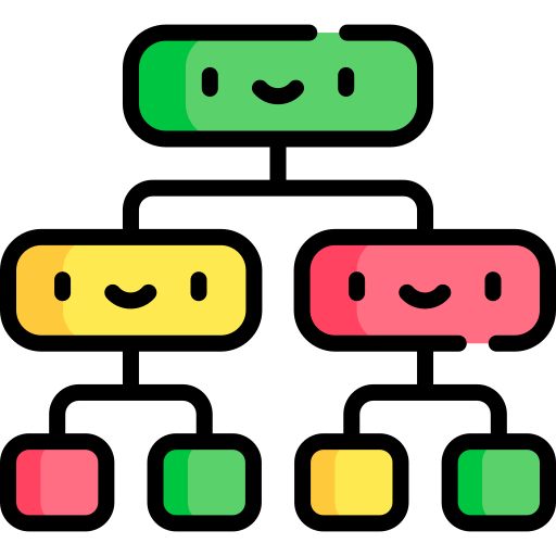schemat organizacyjny Kawaii Lineal color ikona