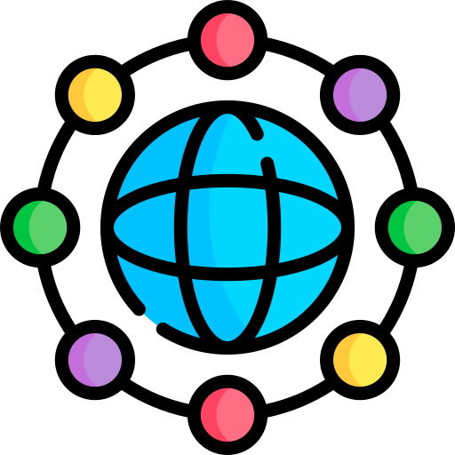 globaal netwerk Kawaii Lineal color icoon