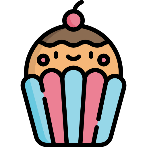 muffin Kawaii Lineal color icoon