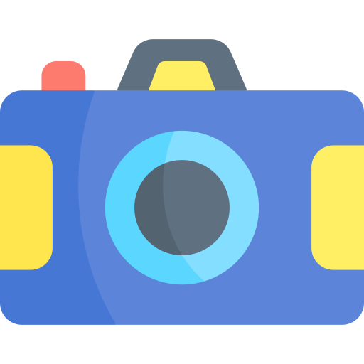 cámara fotográfica Kawaii Flat icono