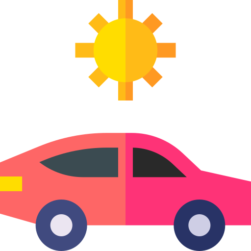 coche de energía solar Basic Straight Flat icono