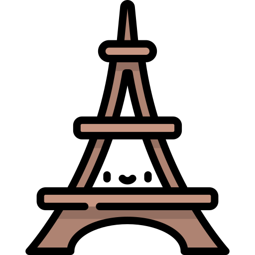 Eiffel tower Kawaii Lineal color icon