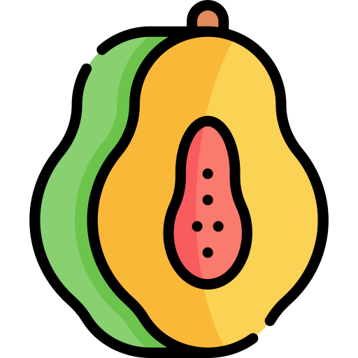 papaya Kawaii Lineal color icono