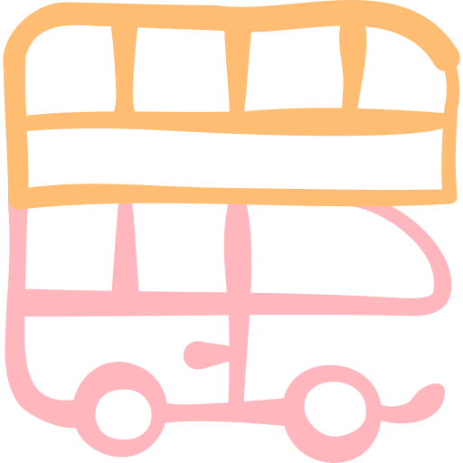 autobús de dos pisos Basic Hand Drawn Color icono