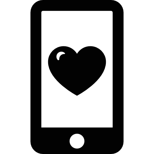 teléfono con corazón  icono