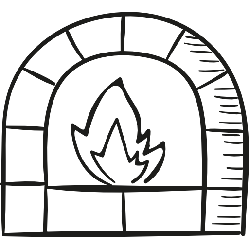 chimenea con fuego  icono