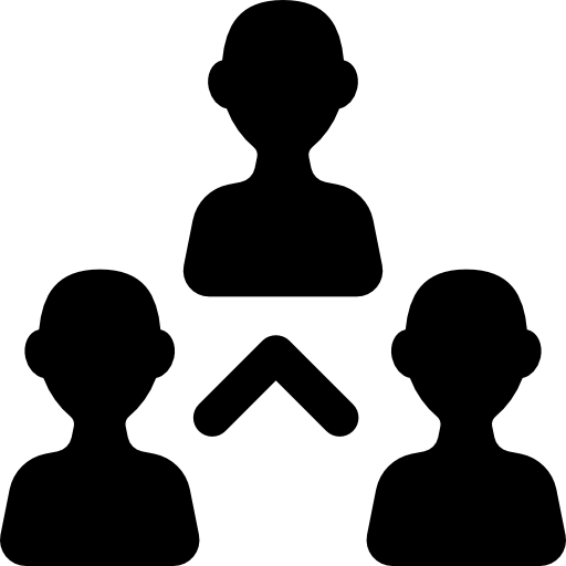 tre utenti e freccia  icona