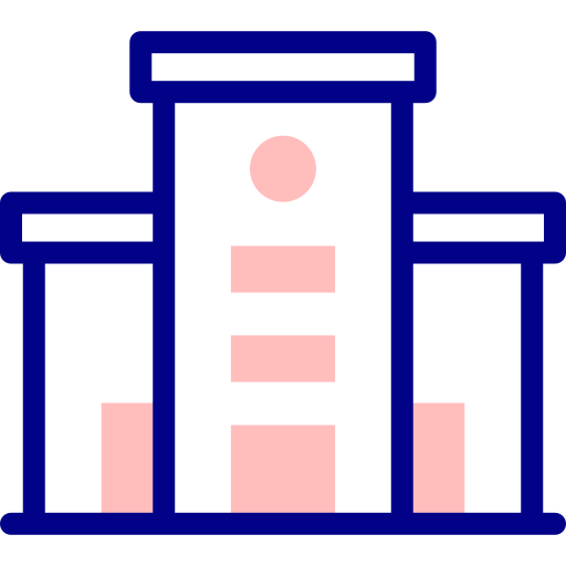 도서관 Detailed Mixed Lineal color icon