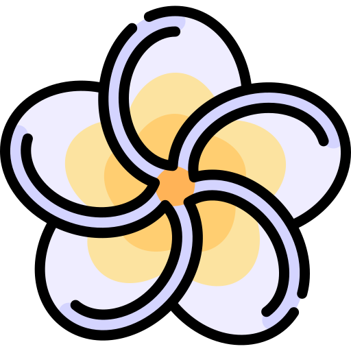 plumeria Kawaii Lineal color icoon