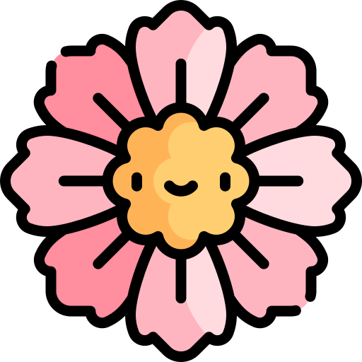 cosmo rosa Kawaii Lineal color icona