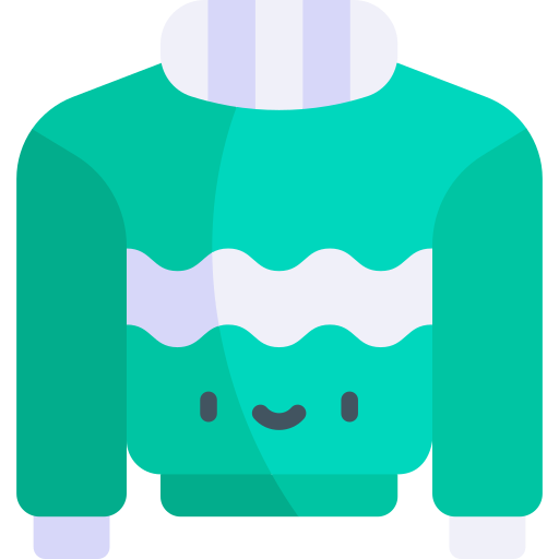 suéter tipo con cuello de tortuga Kawaii Flat icono