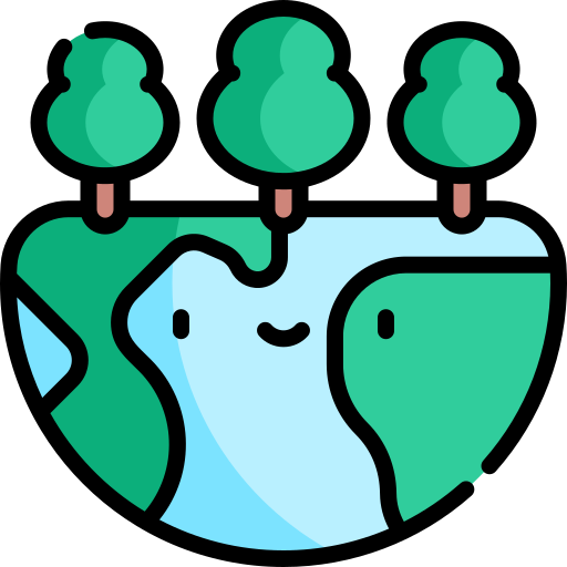 ecosistema Kawaii Lineal color icono