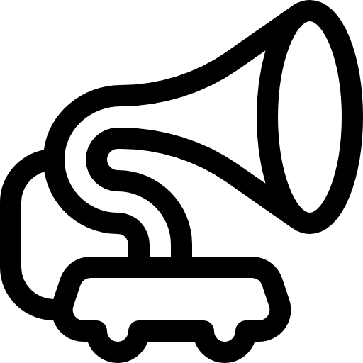 gramófono Basic Rounded Lineal icono