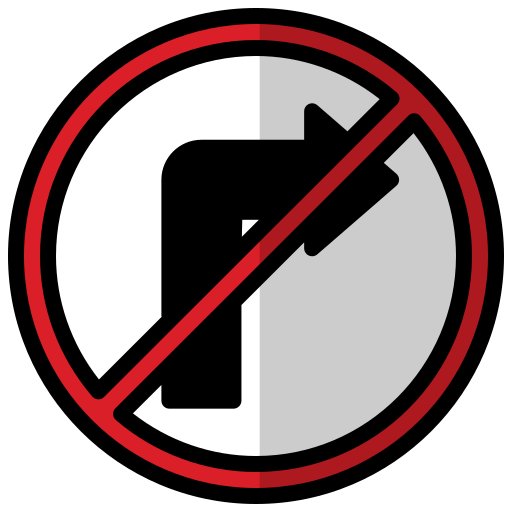 No turn right Generic Outline Color icon