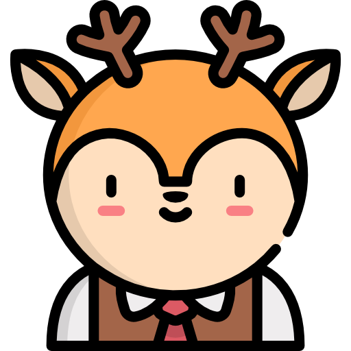 cervo Kawaii Lineal color icona
