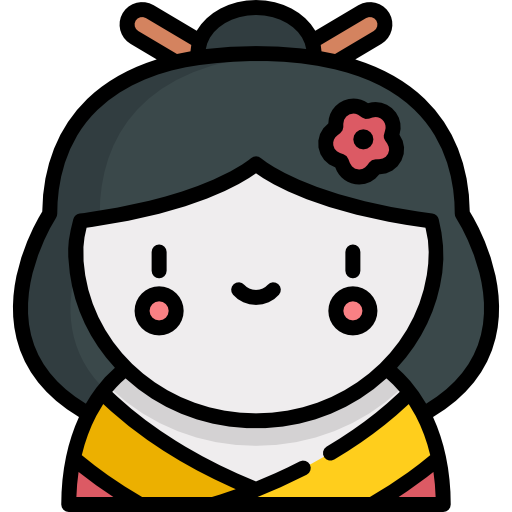 geisha Kawaii Lineal color icoon