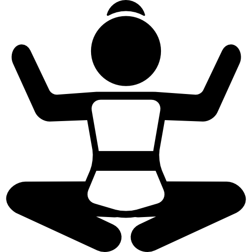 mujer en postura de loto con los brazos arriba  icono