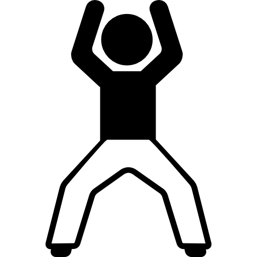 mężczyzna z otwartymi nogami i rękami up  ikona