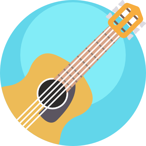 gitaarinstrument Detailed Flat Circular Flat icoon