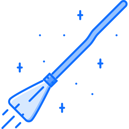 Flying broom Coloring Blue icon