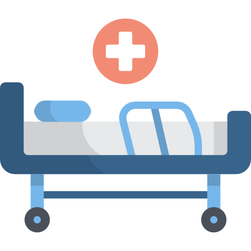 cama de hospital Kawaii Flat icono