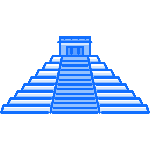 Mayan pyramid Coloring Blue icon