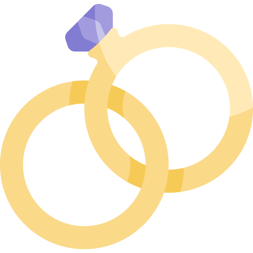 anillos de boda Kawaii Flat icono