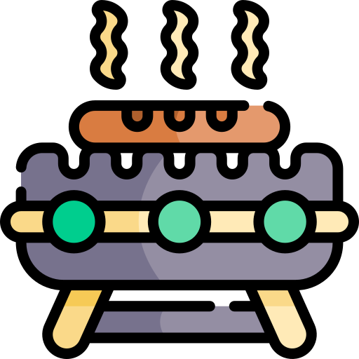 barbecue Kawaii Lineal color icoon