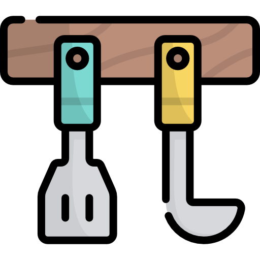 Kitchen utensils Kawaii Lineal color icon