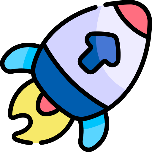 Ракета Kawaii Lineal color иконка