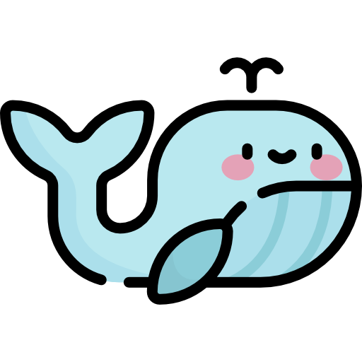 balena Kawaii Lineal color icona