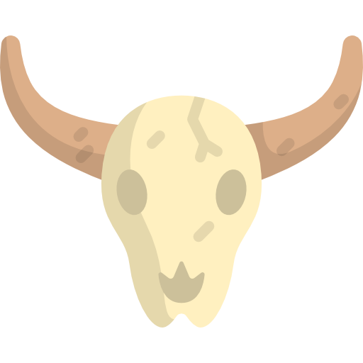 cráneo de toro Kawaii Flat icono