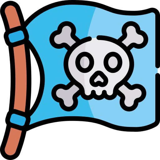 Пиратский флаг Kawaii Lineal color иконка