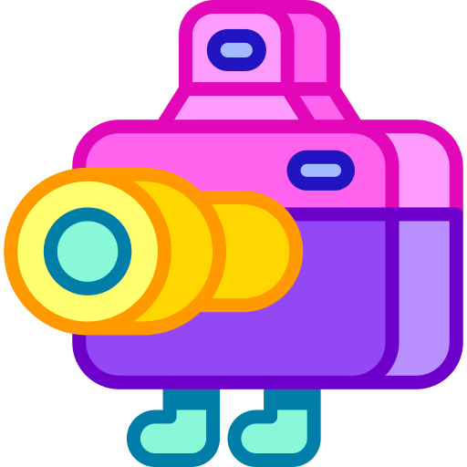 fotocamera Retro Neon Lineal color icoon