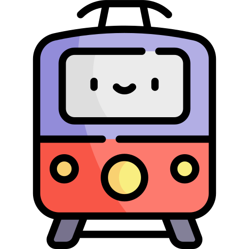 tranvía Kawaii Lineal color icono