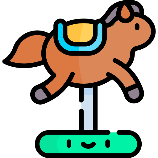 cavallo a dondolo Kawaii Lineal color icona