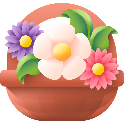 kosz kwiatów 3D Color ikona