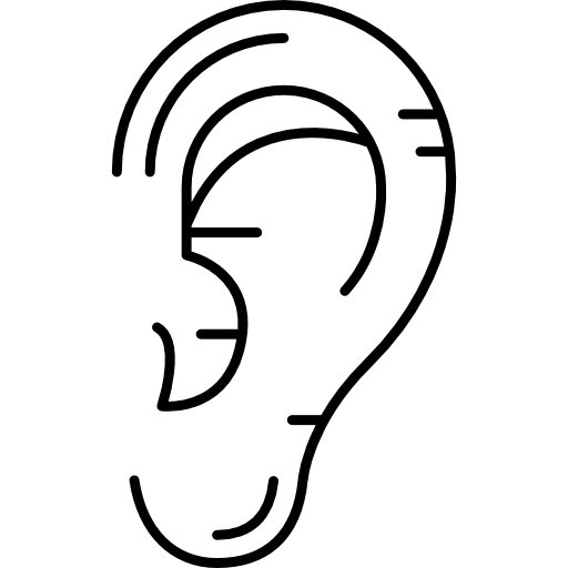 orecchio umano Hand Drawn Black icona