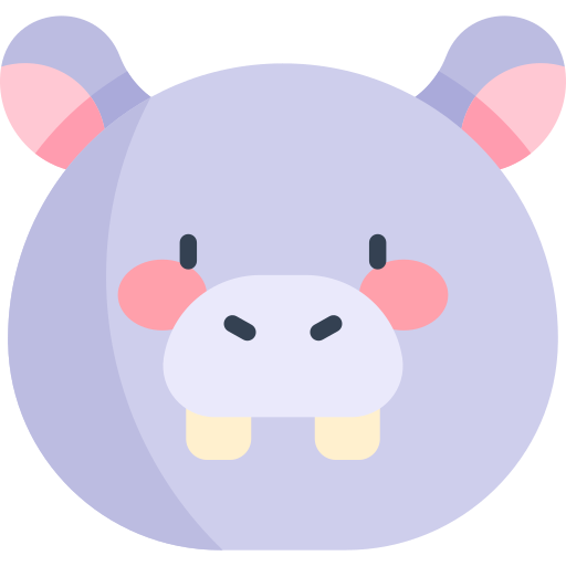 hippopotame Kawaii Flat Icône