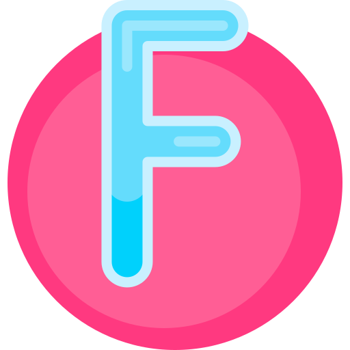 litera f Detailed Flat Circular Flat ikona