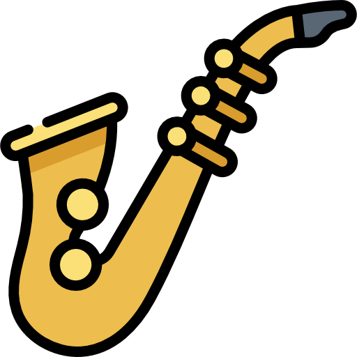saksofon Kawaii Lineal color ikona