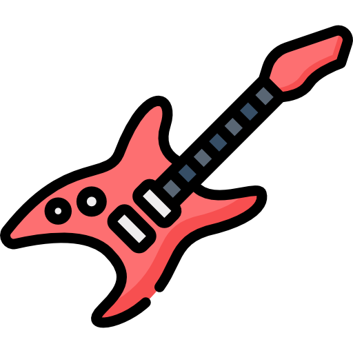 gitara elektryczna Kawaii Lineal color ikona