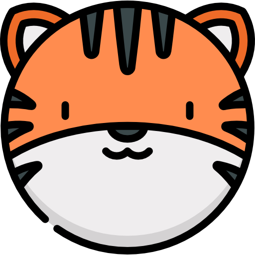 tygrys Kawaii Lineal color ikona