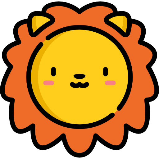 Lion Kawaii Lineal color icon