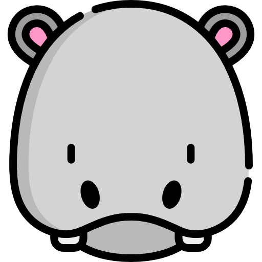 hippopotame Kawaii Lineal color Icône